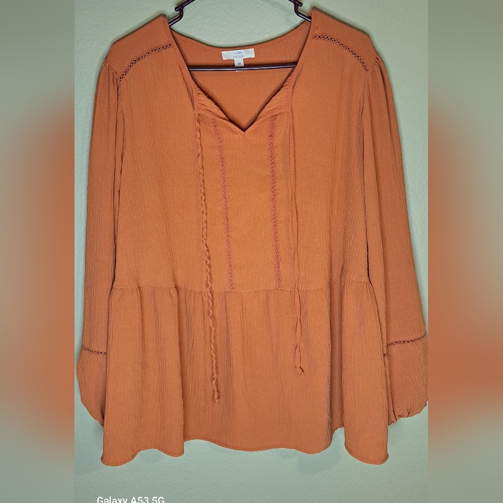 Como Vintage Rust V-Neck Blouse